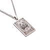 304 Stainless Steel Curb Chain Rectangle with Constellation Pendant Necklaces PW-WG0F5D0-10-1