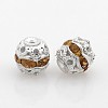 Silver Color Plated Brass Rhinestone Beads RB-J476-04S-1