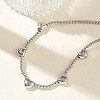 Brass Round Heart Beaded Necklaces NJEW-Z120-01P-1
