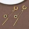 304 Stainless Steel Crystal Rhinestone Flat Round Tassel Hoop Earrings EJEW-G453-02G-2