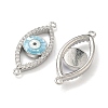 Brass Micro Pave Clear Cubic Zirconia Enamel Horse Eye Connector Charms KK-H534-02P-2