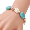Synthetic Turquoise & Acrylic & Glass Pearl Beaded Stretch Bracelets for Women BJEW-JB13784-2