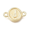 Brass Disc with Initial Links Connector Charms KK-E802-36G-J-1