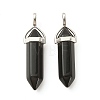 2Pcs Natural Obsidian Double Terminal Pointed Pendants G-YW0002-04-2