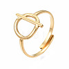 304 Stainless Steel Toggle Clasp Shape Open Cuff Ring RJEW-T023-85G-3