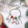 Christmas Theme Glass & Alloy European Beads Bracelets for Women BJEW-JB11198-02-2