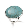 Synthetic Turquoise Round Adjustable Rings RJEW-K371-09S-16-2