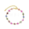 Natural Multicolor Tourmaline Beaded Link Chain Bracelets for Women BJEW-JB13742-3
