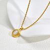 304 Stainless Steel with Cat Eye Oval Pendant Rope Chain Necklaces for Women FS-WG728AB-01-1