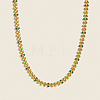 304 Stainless Steel Enamel Green Leaf Link Chain Necklaces for Women OR8327-1