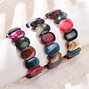 Oval Natural Banded Agate(Dyed & Heated) Beaded Stretch Bracelets for Women Men GG-CBA9ACE-A13-1