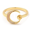 Moon Brass with Shell Open Cuff Ring Component KK-E055-03G-04-2