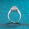 Rhodium Plated 925 Sterling Silver Micro Pave 6.5x3.9mm Moissanite Finger Rings for Women WGCD3AD-21-3