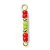 3Pcs Glass Seed Beads & Brass Rondelle Beaded Connector Charms PALLOY-JF03294-02-3