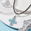 Glass Seed Cross Pendant Necklaces NJEW-MZ00025-02-2