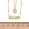 Mother's Day Double Layer 304 Stainless Steel Pave Clear Cubic Zirconia Word Mom Heart Pendant Necklaces for Women NJEW-L015-02G-5