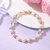 Natural Cultured Freshwater Pearl & Brass Beads Stretch Bracelets for Women BJEW-JB13519-1