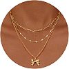 3Pcs Brass Paperclip Chain 3 Layer Pendant Necklaces for Women WGF7A64-01-1