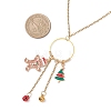Christmas Alloy Enamel Gingerbread Man Pendant Necklace & Dangle Earrings Sets SJEW-JS01343-4