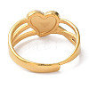 Ion Plating(IP) 304 Stainless Steel Hollow Heart Adjustable Rings RJEW-D006-22G-3