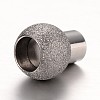 Tarnish Resistant Textured 304 Stainless Steel Column Magnetic Clasps with Glue-in Ends STAS-I045-11P-2