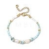 Natural Cultured Freshwater Pearl & Dyed Freshwater Shell & Larimar Chip Beaded Bracelets for Women BJEW-JB13950-3