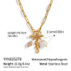 Summer Beach 304 Stainless Steel Sea Horse & Natural Shell & Imitation Pearl Pendant Necklaces EU3290-1-1