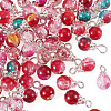 70Pcs 7 Colors Transparent Crackle Glass Round Bead Pendants PALLOY-TADJ00017-2