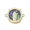 Virgin Mary Theme Brass Micro Pave Clear Cubic Zirconia Connector Charms CU-CBAF50C-05B-G01-1