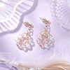 Flower Synthetic Moonstone Dangle Stud Earrings EJEW-JE06336-01-1