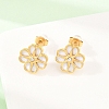 304 Stainless Steel with Resin Flower Link Chain Necklaces & Stud Earrings SJEW-Z005-02G-03-2