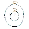 Natural White Jade & Amazonite & Apatite & Lapis Lazuli Round Beaded Necklaces and Bracelet Set SJEW-JS01382-2