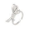 Bowknot Brass Open Cuff Ring for Women RJEW-M176-01A-P-1