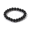 Natural Obsidian Stretch Beaded Bracelets G-A185-01A-3
