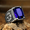 316L Stainless Steel & Cubic Zirconia Men's Vintage Carved Finger Rings FS-WG82D33-21-1