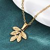 304 Stainless Steel Leaf Pendant Necklaces NJEW-H059-29C-G-2