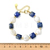 Natural Lapis Lazuli & Keshi Pearl Beaded Bracelets for Women BJEW-JB14007-02-4