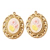 304 Stainless Steel & Cloth Embroidered Pendants FB-CBAFBAF-13G-01-1