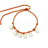 Imitation Pearl Teardrop Charm Adjustable Braided Cotton Cord Bracelets for Women WGB1457-01-2