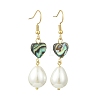 Natural Abalone Shell and Shell Pearl Dangle Earrings EJEW-JE07432-01-3