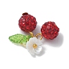 Handmade Polymer Clay Rhinestone Cherry Pendants PALLOY-JF03868-04-4