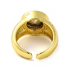 Brass Glass Round Wide Open Cuff Ring for Women RJEW-U003-19A-G-3