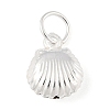 Fine Silver Sterling Silver Hollow Shell Shaped Charms with Jump Rings STER-R013-02S-1