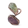 Natural Fluorite & Amethyst Irregular Nugget Open Cuff Ring RJEW-I082-08R-01-2