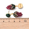 Grape Brass & Polymer Clay Rhinestones Dangle Stud Earrings EJEW-G455-01G-5