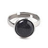 Half Round Synthetic Blue Goldstone Finger Rings RJEW-M062-01P-26-2