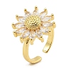 Brass Micro Pave Cubic Zirconia Cuff Rings for Women RJEW-S392-05G-1