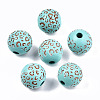 Painted Natural Wood Beads WOOD-T021-53B-06-1