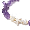 2Pcs Natural Amethyst Chip Braided Bead Bracelets BJEW-JB11541-01-4