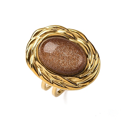 Oval Synthetic Goldstone Finger Rings RJEW-M063-01G-19-1